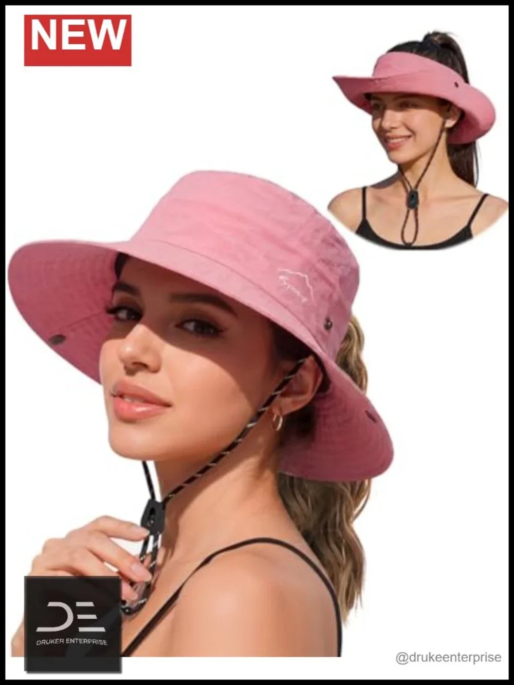UPF 50+ Wide Brim Bucket Hat, 2-in-1 Detachable Top, Foldable for Sun Protection